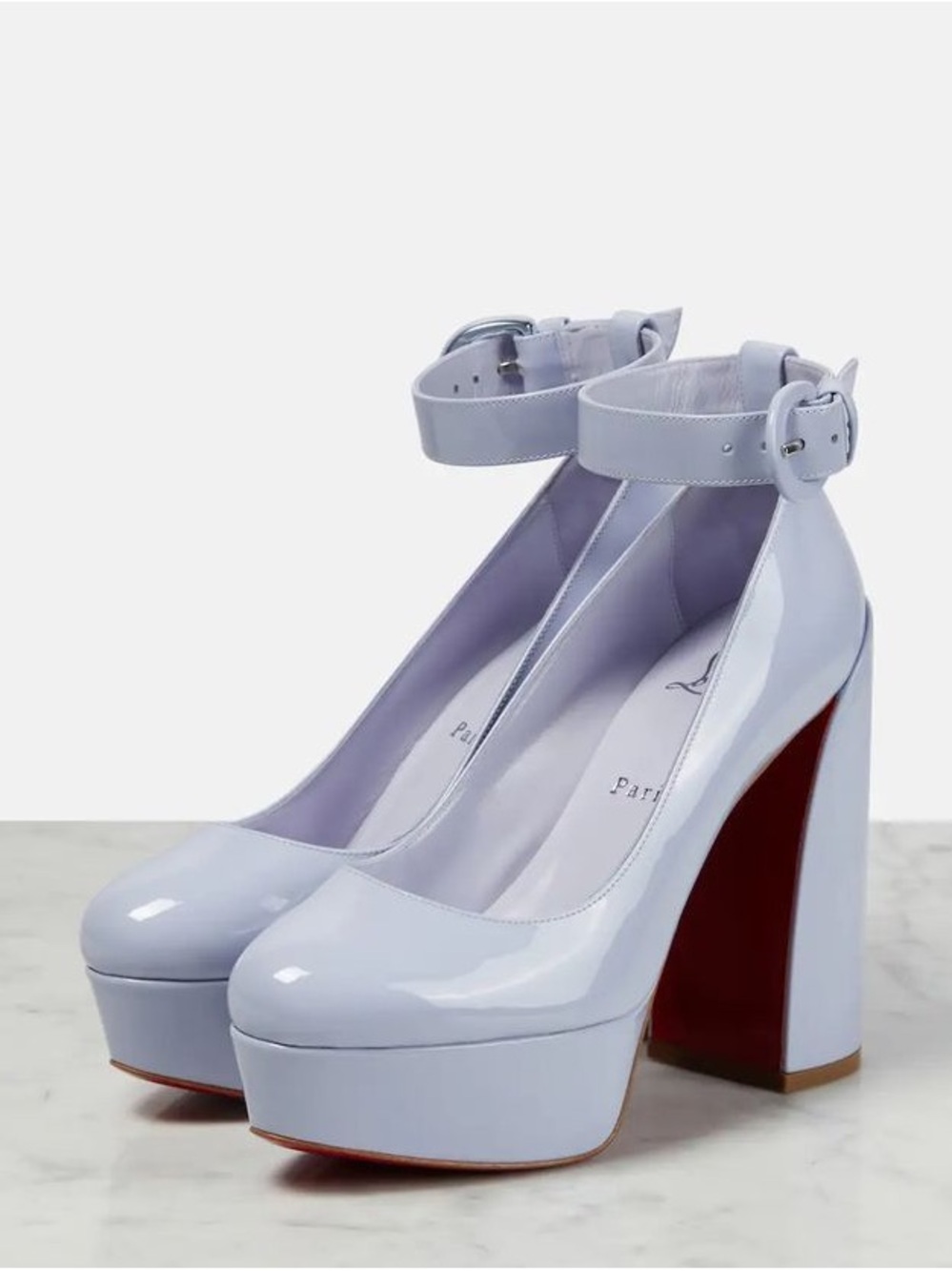 Christian Louboutin Platform Ankle-Strap Pumps - Lavender Patent Size 7
